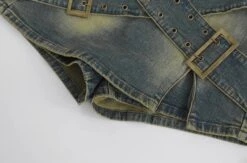 Blue Criss-Cross Belt Denim Skort | Chisa - XG 10 Blue Criss-Cross Belt Denim Skort | Chisa - XG -Amped Apparel Blue Criss Cross Belt Denim Skort Chisa XG 1 600x397 1