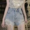 Blue Crystal Fringe Denim Shorts | Seulgi - Red Velvet -Amped Apparel Blue Crystal Fringe Denim Shorts Seulgi Seulgi 3 600x749 1