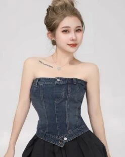 Amped Apparel 16 Amped Apparel -Amped Apparel Blue Denim Corset Style Tube Top Miyeon GI DLE 20 4 600x750 1