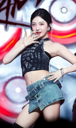 Blue Denim Irregular Wrap Skort | Ningning - Aespa -Amped Apparel Blue Denim Irregular Wrap Skort Ningning Aespa Idol 3 scaled 600x1010 1