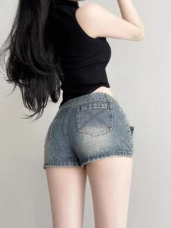 Blue Denim Irregular Wrap Skort | Ningning - Aespa -Amped Apparel Blue Denim Irregular Wrap Skort Ningning – Aespaa 1 600x802 1