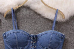 Blue Denim Lace-Up Crop Top | Olivia - Loona 21 Blue Denim Lace-Up Crop Top | Olivia - Loona -Amped Apparel Blue Denim Lace Up Crop Top Olivia Loona 10 600x400 1