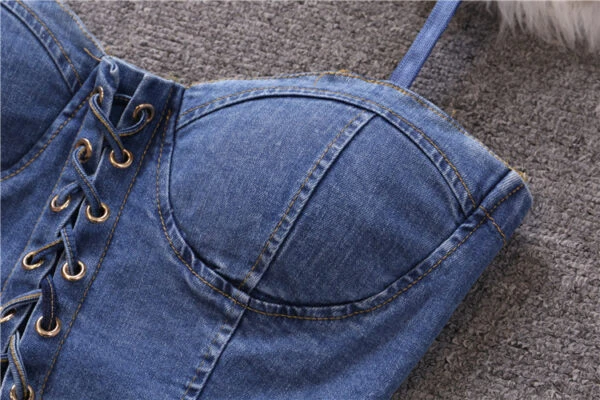 Blue Denim Lace-Up Crop Top | Olivia - Loona 9 Blue Denim Lace-Up Crop Top | Olivia - Loona - Image 7