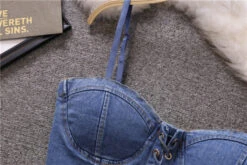 Blue Denim Lace-Up Crop Top | Olivia - Loona 22 Blue Denim Lace-Up Crop Top | Olivia - Loona -Amped Apparel Blue Denim Lace Up Crop Top Olivia Loona 2 600x400 1