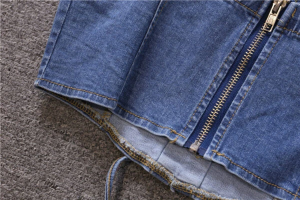 Blue Denim Lace-Up Crop Top | Olivia - Loona 15 Blue Denim Lace-Up Crop Top | Olivia - Loona - Image 13