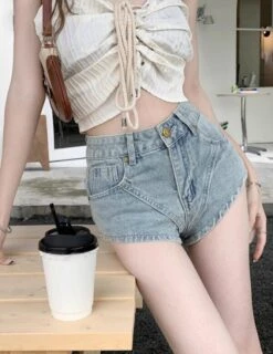 Blue Denim Micro Shorts | Yunjin - Le Sserafim