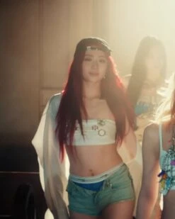 Blue Denim Micro Shorts | Yunjin - Le Sserafim -Amped Apparel Blue Denim Micro Shorts Hyunjin Le Sserafim Idol 2 600x750 1