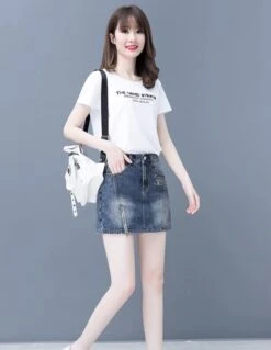 Blue Denim Skort With Zipper Details | Isa - STAYC