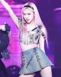 Blue Double Stitched Denim Skirt | Rose - BlackPink -Amped Apparel Blue Double Stitched Denim Skorts Rose BlackPink 2 600x753 1