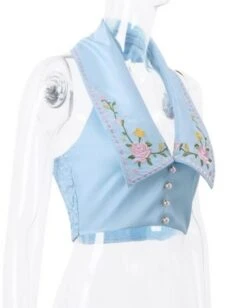 Blue Floral Doll Collar Cropped Top | Jennie - BlackPink -Amped Apparel Blue Floral Doll Collar Cropped Top Jennie BlackPink 3 600x749 1