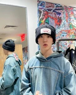 Blue Oversized Denim Hoodie | Hoshi - Seventeen -Amped Apparel Blue Oversized Denim Hoodie Hoshi Seventeen 6 600x745 1