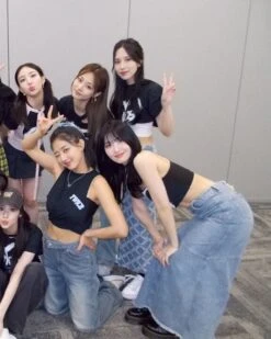 Blue Segmented Long Denim Skirt | Momo - Twice -Amped Apparel Blue Segmented Long Denim Skirt Momo Twice Idol 1