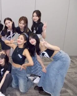 Blue Segmented Long Denim Skirt | Momo - Twice -Amped Apparel Blue Segmented Long Denim Skirt Momo Twice Idol 2