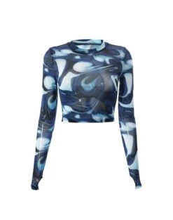 Blue Swirly Mesh Crop Top | SuA - Dreamcatcher