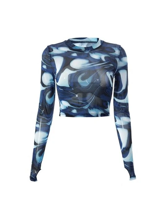 Blue Swirly Mesh Crop Top | SuA - Dreamcatcher 3 Blue Swirly Mesh Crop Top | SuA - Dreamcatcher