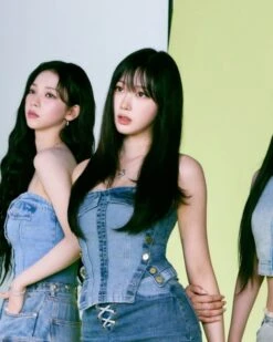 Blue Two-Tone Denim Tube Top | Giselle - Aespa -Amped Apparel Blue Two Tone Denim Tube Top Giselle Aespa Idol 600x750 1