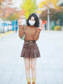 Brown Corduroy Pleated Skirt | Wendy - Red Velvet -Amped Apparel Brown Corduroy Pleated Skorts Wendy Red Velvet 3 600x800 1