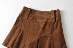 Brown Corduroy Pleated Skirt | Wendy - Red Velvet -Amped Apparel Brown Corduroy Pleated Skorts Wendy Red Velvet 9 600x398 1