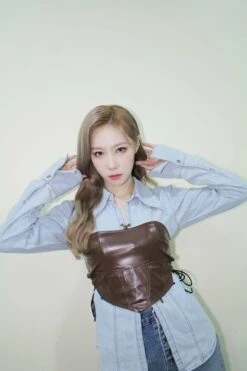 Brown Faux Leather Corset Crop Top | Handong - Dreamcatcher -Amped Apparel Brown Faux Leather Corset Crop Top Handong Dreamcatcher 1 600x900 1