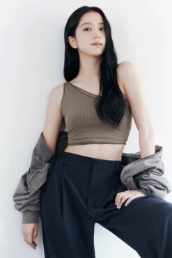 Brown One Shoulder Crop Top | Jisoo - BlackPink -Amped Apparel Brown One Shoulder Crop Top Jisoo BlackPink Idol 600x900 1