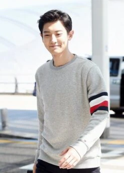 Grey Sweatshirt With Tricolor Bars | Chanyeol - EXO -Amped Apparel Chanyeol EXO Grey Sweatshirt With Tricolor Bars 2
