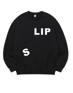 Black "S-LIP" Print Sweatshirt | D.O. - EXO