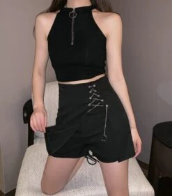 Black Skort With Chain Detail | Dami - Dreamcatcher -Amped Apparel Dami Dreamcatcher Black Skort With Chain Detail 1 600x683 1