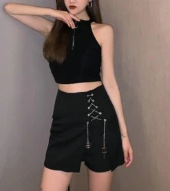 Black Skort With Chain Detail | Dami - Dreamcatcher -Amped Apparel Dami Dreamcatcher Black Skort With Chain Detail 7 600x675 1