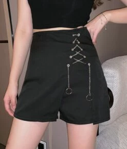Black Skort With Chain Detail | Dami - Dreamcatcher -Amped Apparel Dami Dreamcatcher Black Skort With Chain Detail 8 600x707 1