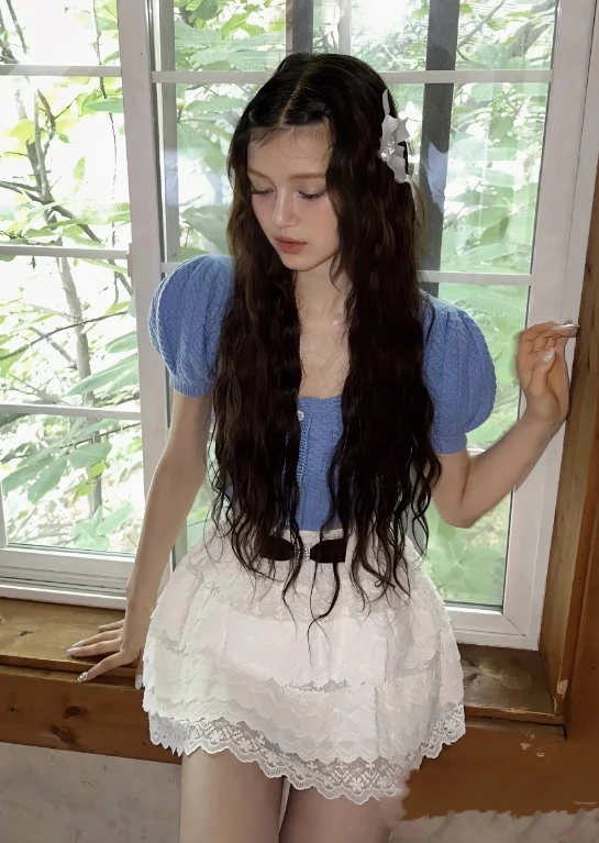 White Layered Lace Skirt With Bow | Danielle - NewJeans 8 White Layered Lace Skirt With Bow | Danielle - NewJeans - Image 6