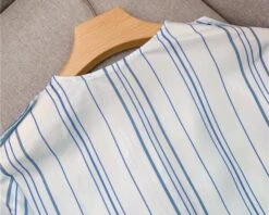 White Striped Peplum Blouse | Danielle - NewJeans -Amped Apparel Danielle NewJeans White Striped Peplum Blouse 10 600x480 1