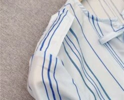 White Striped Peplum Blouse | Danielle - NewJeans -Amped Apparel Danielle NewJeans White Striped Peplum Blouse 5 600x480 1