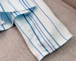 White Striped Peplum Blouse | Danielle - NewJeans -Amped Apparel Danielle NewJeans White Striped Peplum Blouse 6 600x480 1