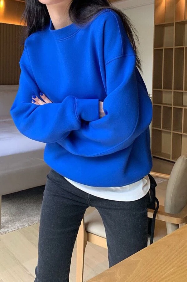 Dark Blue Oversized Sweatshirt | Gahyeon - Dreamcatcher 5 Dark Blue Oversized Sweatshirt | Gahyeon - Dreamcatcher - Image 3