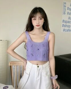 White Floral Embroidered Knitted Crop Top | E:U - Everglow -Amped Apparel EU Everglow Floral Embroidered White Knitted Top 13 600x756 1