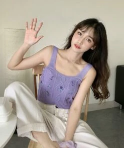 White Floral Embroidered Knitted Crop Top | E:U - Everglow -Amped Apparel EU Everglow Floral Embroidered White Knitted Top 15 600x713 1