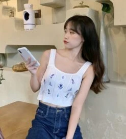 White Floral Embroidered Knitted Crop Top | E:U - Everglow -Amped Apparel EU Everglow Floral Embroidered White Knitted Top 2 600x664 1