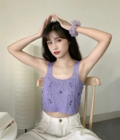 White Floral Embroidered Knitted Crop Top | E:U - Everglow -Amped Apparel EU Everglow Floral Embroidered White Knitted Top 27 600x703 1