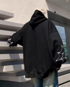 Black Spider Web Printed Hoodie | Felix - Stray Kids -Amped Apparel Felix Stray Kids Black Spider Web Printed Hoodie 10