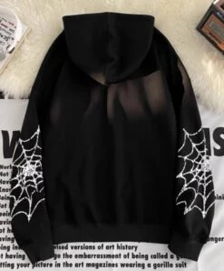 Black Spider Web Printed Hoodie | Felix - Stray Kids -Amped Apparel Felix Stray Kids Black Spider Web Printed Hoodie 5 600x723 1