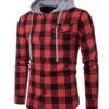 Red Checkered Hooded Shirt | Felix - Stray Kids