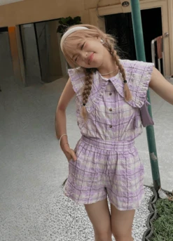 Lilac Plaid Short | Giselle - Aespa -Amped Apparel Giselle Aespa Lilac Plaid Short 6