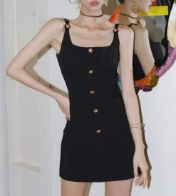 Black Star Buttoned Dress | Giselle - Aespa