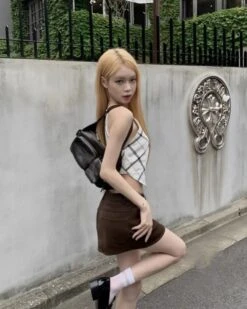 White Plaid Triangle Top | Giselle - Aespa 12 White Plaid Triangle Top | Giselle - Aespa -Amped Apparel Giselle Aespa White Plaid Triangle Top 1 600x751 1