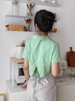 Green Collared Wrap Crop Top | Jennie - BlackPink -Amped Apparel Green Collared Wrap Crop Top Jennie BlackPink 1 600x807 1