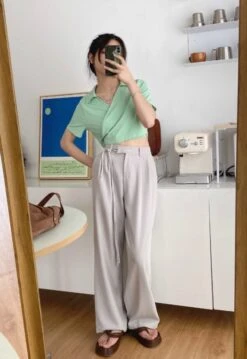 Green Collared Wrap Crop Top | Jennie - BlackPink -Amped Apparel Green Collared Wrap Crop Top Jennie BlackPink 5 600x873 1