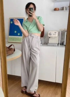 Green Collared Wrap Crop Top | Jennie - BlackPink -Amped Apparel Green Collared Wrap Crop Top Jennie BlackPink 9 600x827 1