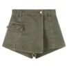 Green Denim Wrap Skort | Yuna - ITZY -Amped Apparel Green Denim Wrap Skort Yuna ITZY 5 600x759 1