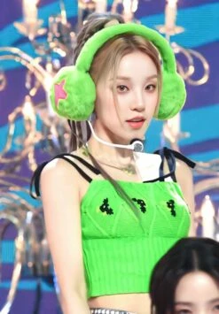 Green Diamond Flowers Knitted Crop Top | Yuqi - (G)I-DLE -Amped Apparel Green Diamond Flowers Knitted Crop Top Yuqi GI DLE inspi 1 scaled 600x862 1