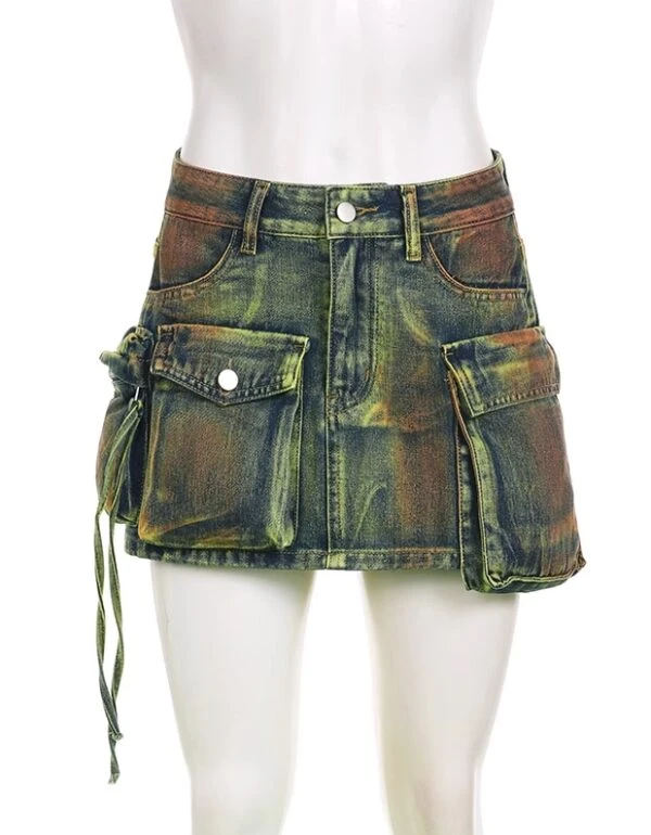 Green Gradient Multi-Pocket Denim Skirt | Yeji - ITZY 3 Green Gradient Multi-Pocket Denim Skirt | Yeji - ITZY